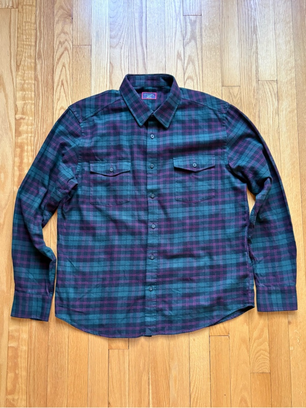 UNTUCKit Men’s Long Sleeve Flannel Shirt Slim Fit XL Green Blue Purple Plaid